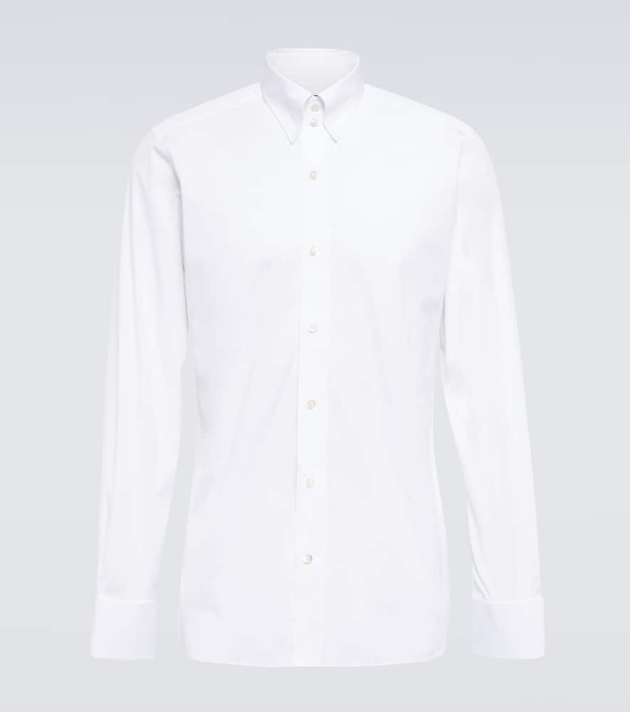 Tom Ford Broadcloth Button Long Sleeve Shirt In Optical White