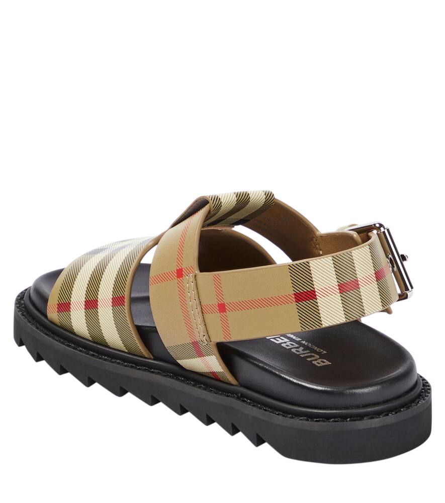 Shop Burberry Vintage Check Leather Sandals In Archive Beige Ip C