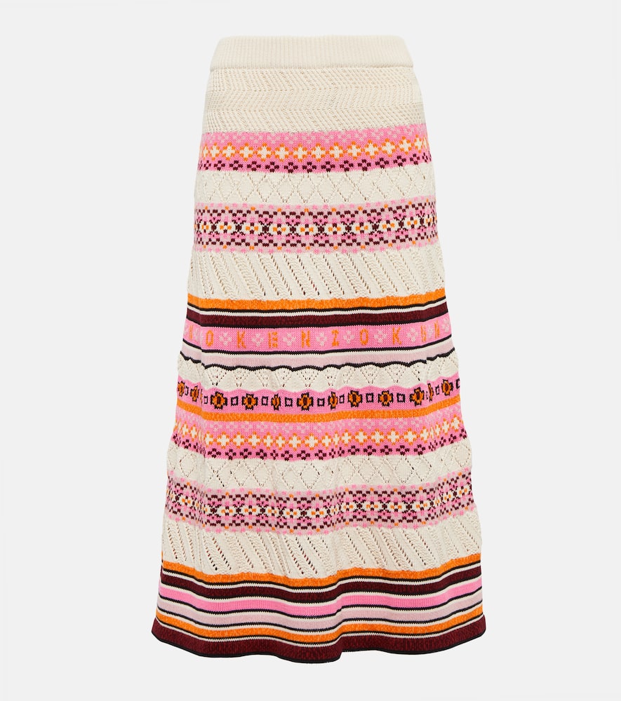 Jacquard cotton-blend maxi skirt