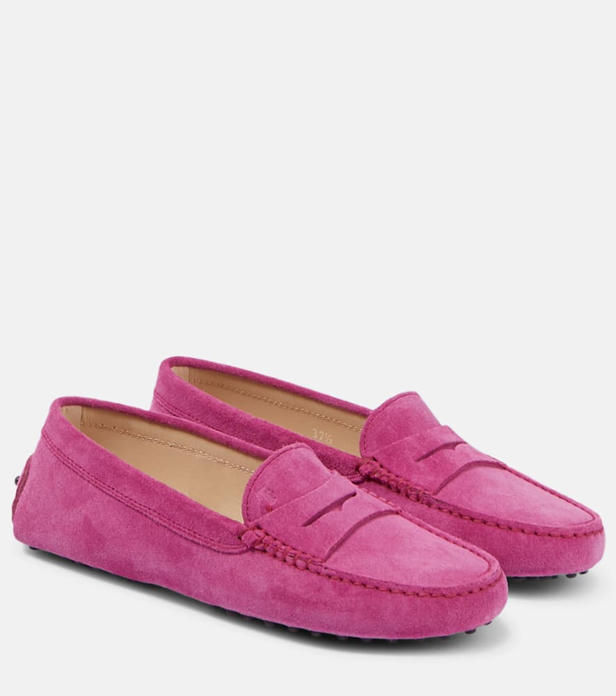 Shop Tod's Gommino Suede Loafers In Candy