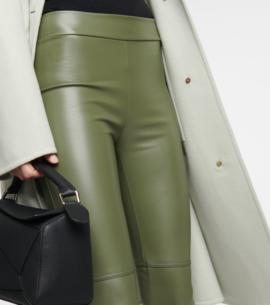 Shop Wolford Estella Faux Leather Leggings In Dusty Green