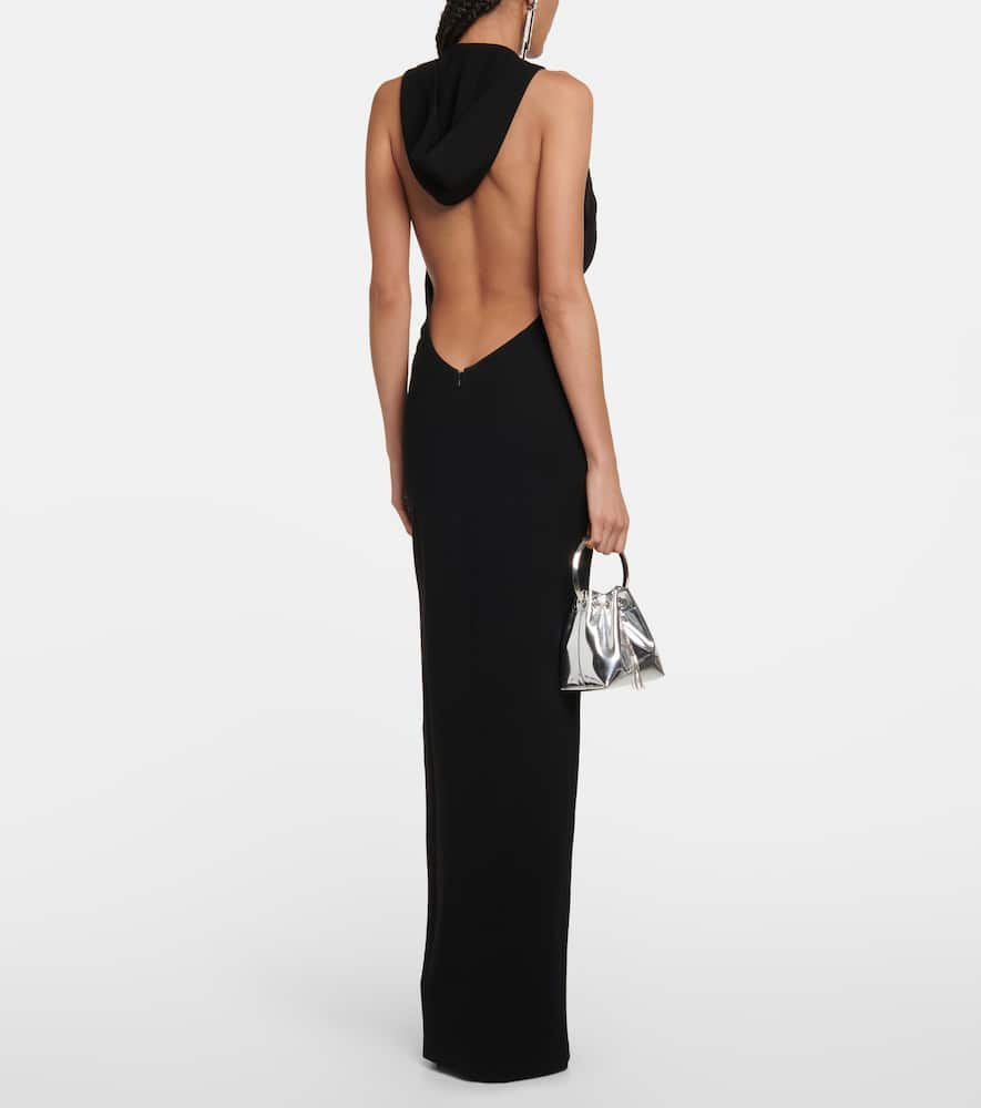 Shop Monot Mônot Hooded Gown In Black