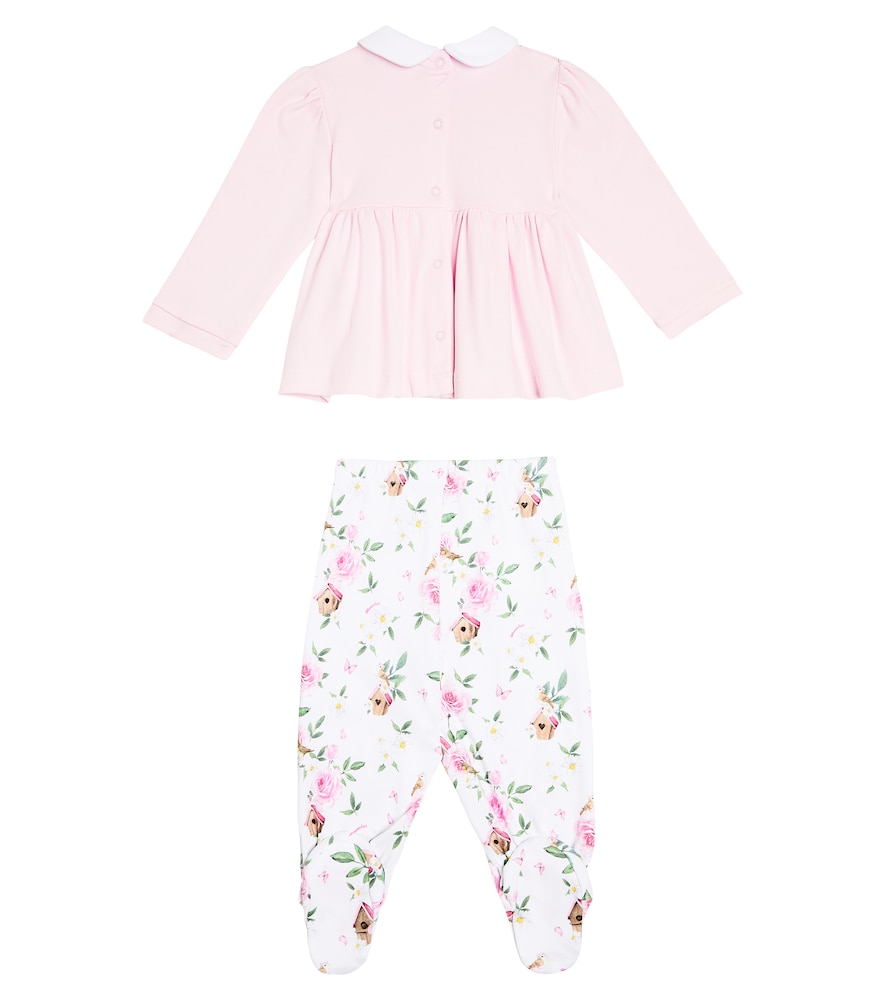  Monnalisa Monnalisa Baby Floral Top And Footed Pants Set 