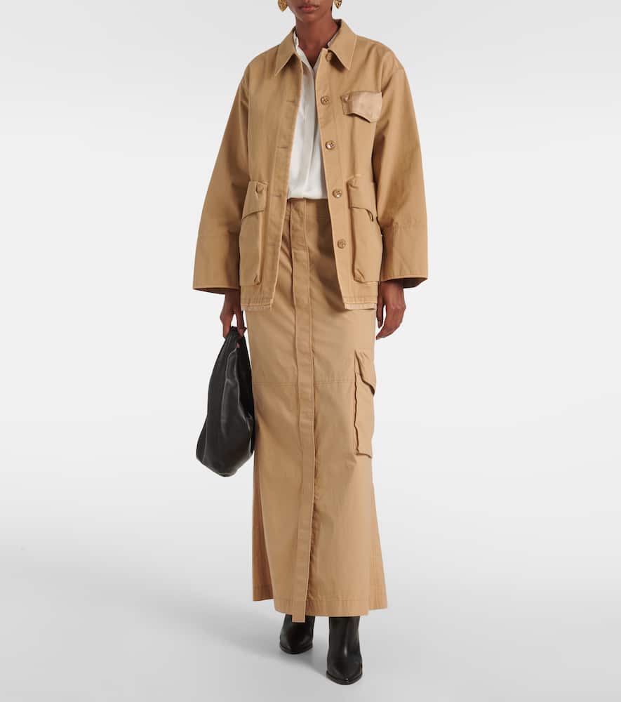 Dorothee Schumacher Poplin Power Cotton-blend Maxi Skirt In Beige