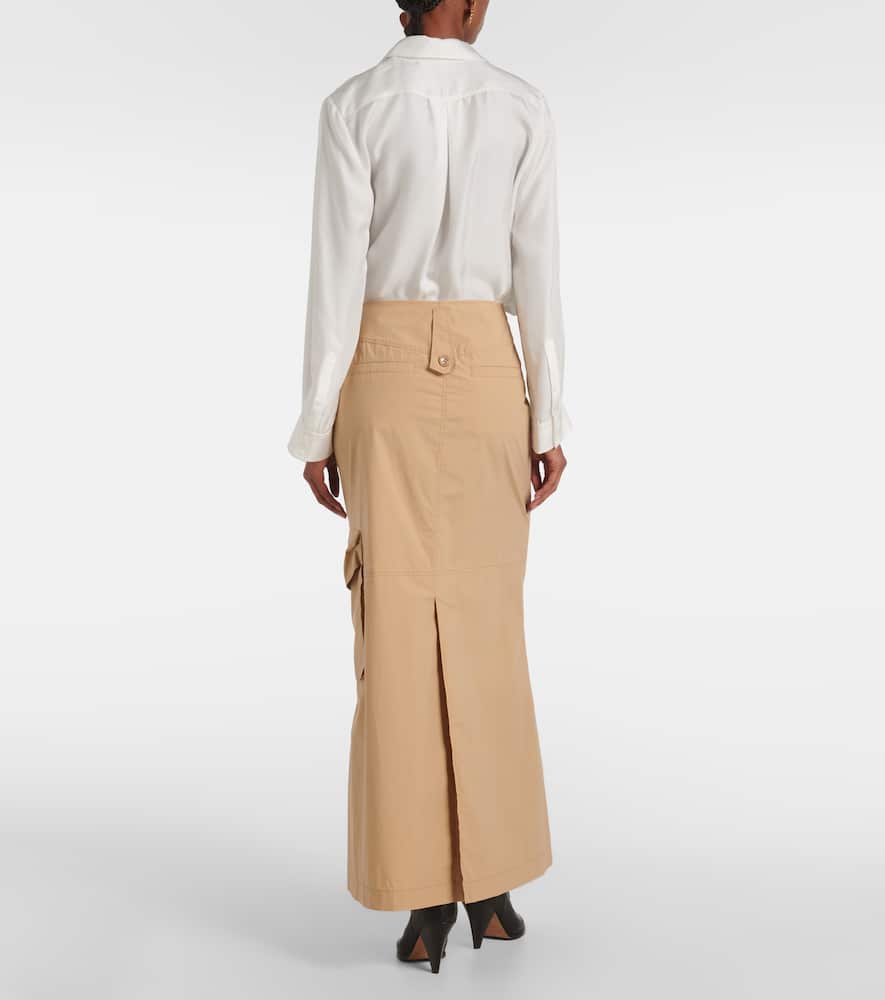 Dorothee Schumacher Poplin Power Cotton-blend Maxi Skirt In Beige