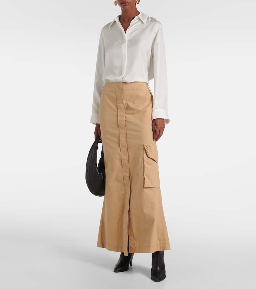 Dorothee Schumacher Poplin Power Cotton-blend Maxi Skirt In Beige