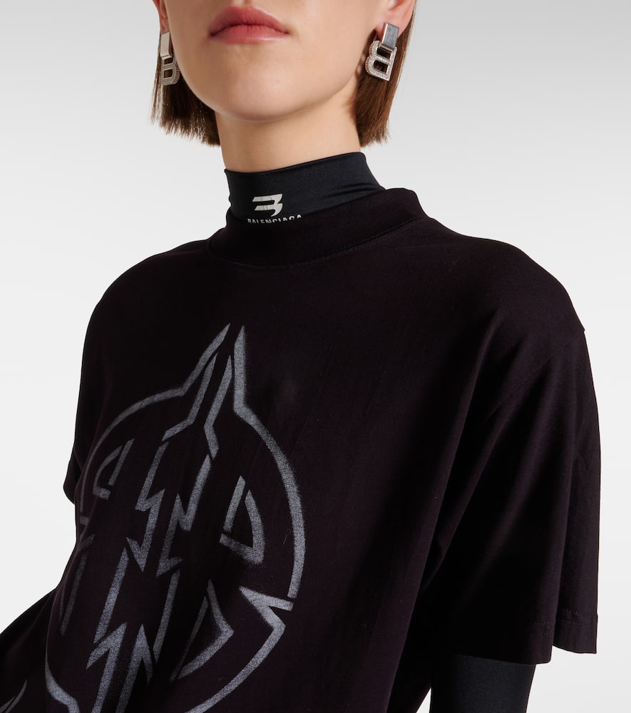 Balenciaga Metal Bb Oversized Cotton Jersey T-shirt In Black