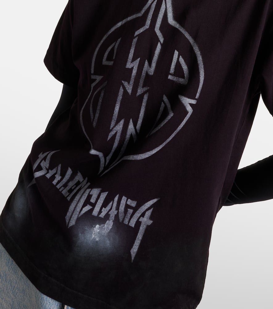 Balenciaga Metal Bb Oversized Cotton Jersey T-shirt In Black