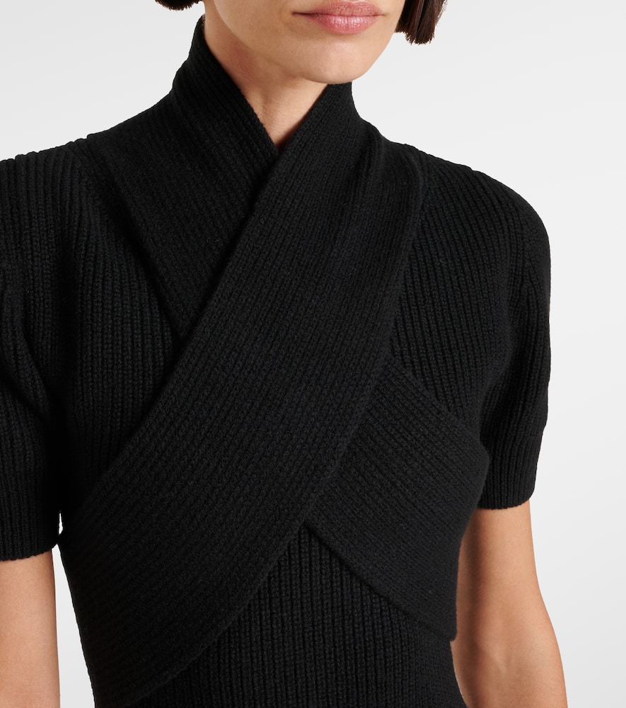 Patou Scarf Draped Knit Dress In Black