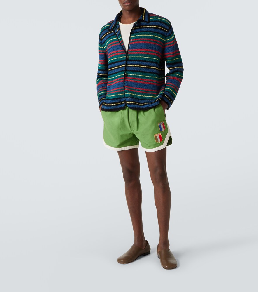  Bode Bode Riverbank Crochet Striped Cotton Shirt 