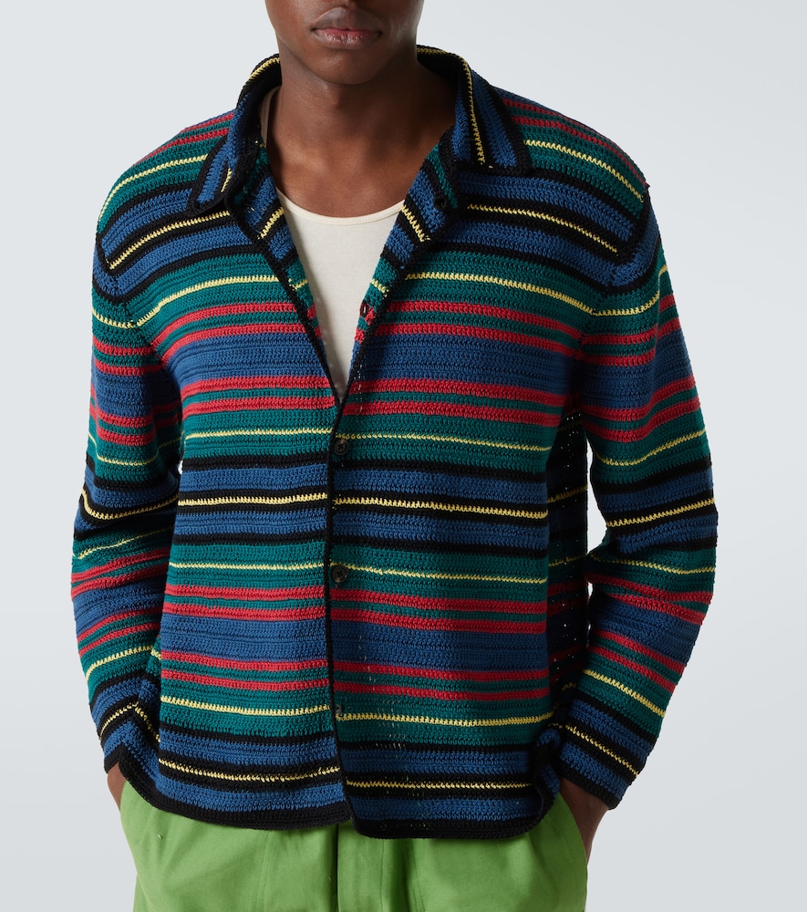  Bode Bode Riverbank Crochet Striped Cotton Shirt 
