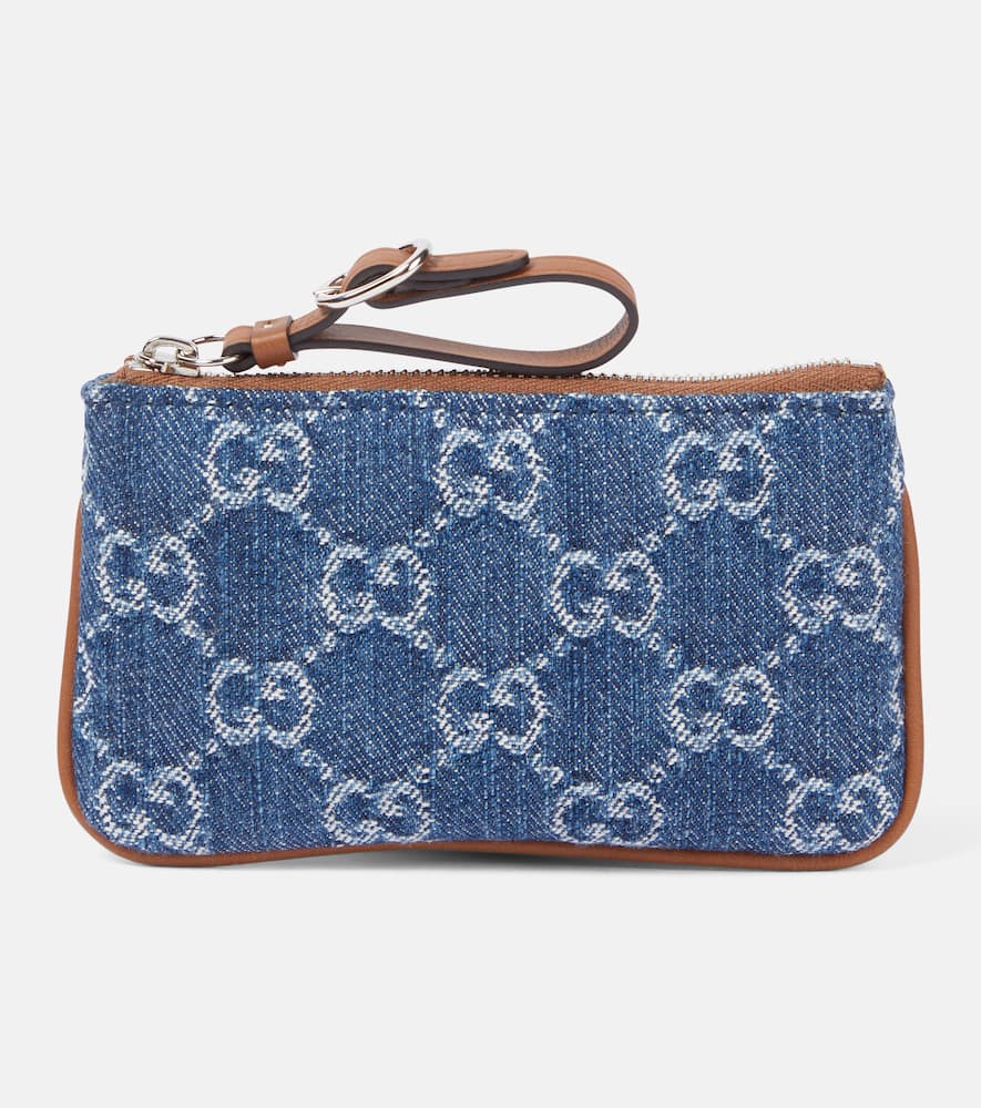 Gucci GG leather-trimmed denim wallet