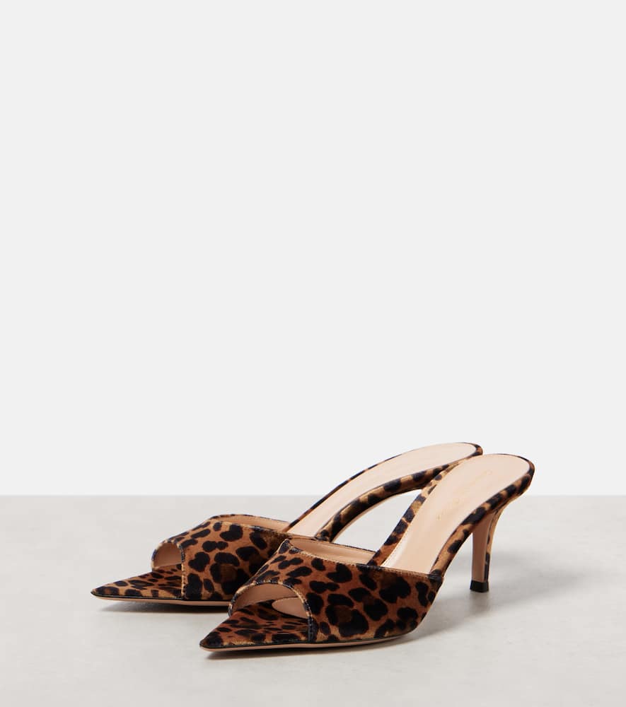 Shop Gianvito Rossi 70 Leopard-print Velvet Mules In Brown