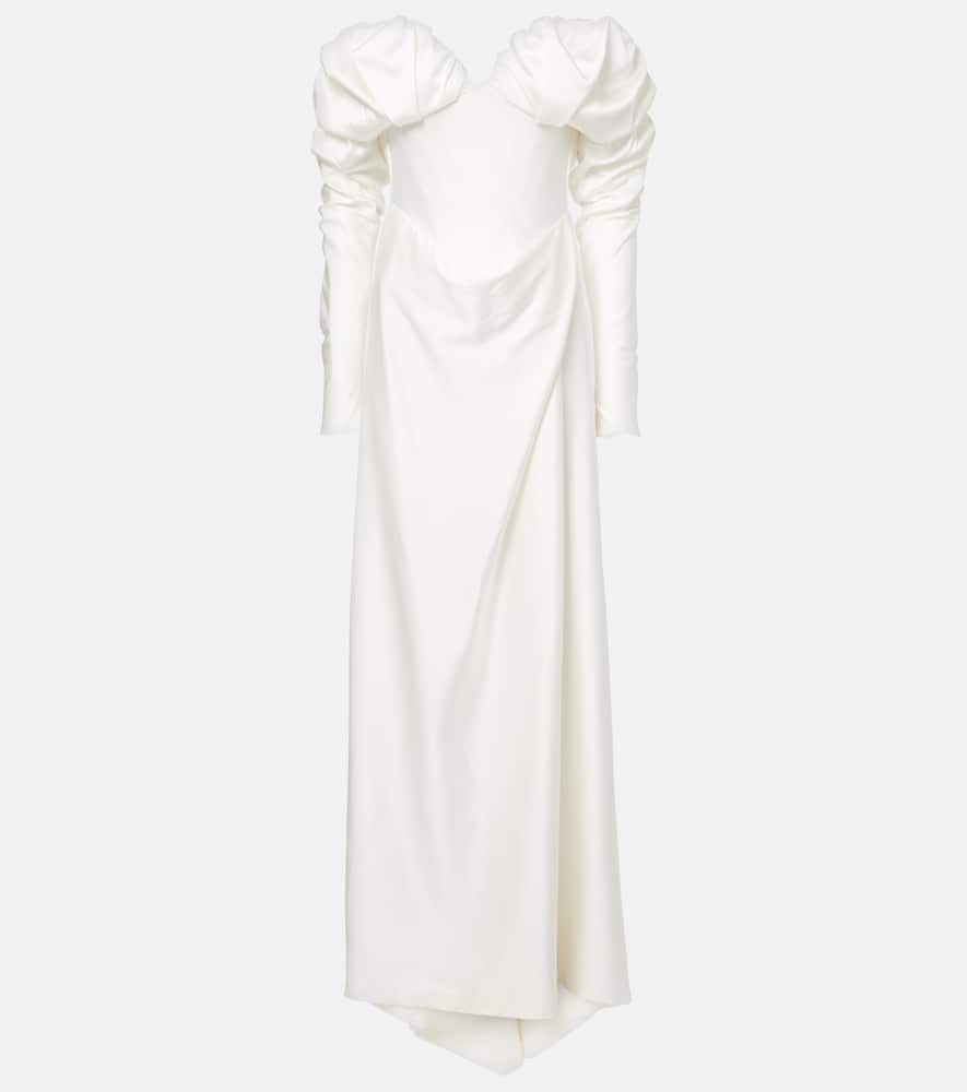 Bridal Ember off-shoulder satin corset gown
