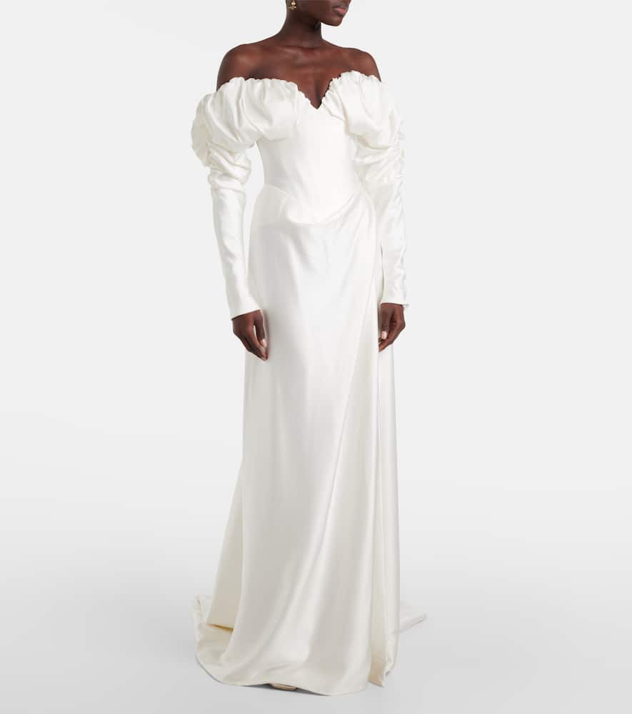 Vivienne Westwood Bridal Ember Off-shoulder Satin Corset Gown In Ivory