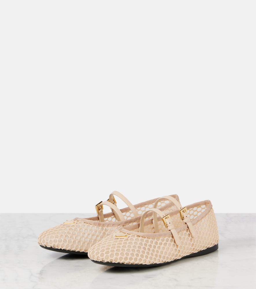  Prada Prada Macrame Mesh Mary Jane Flats 