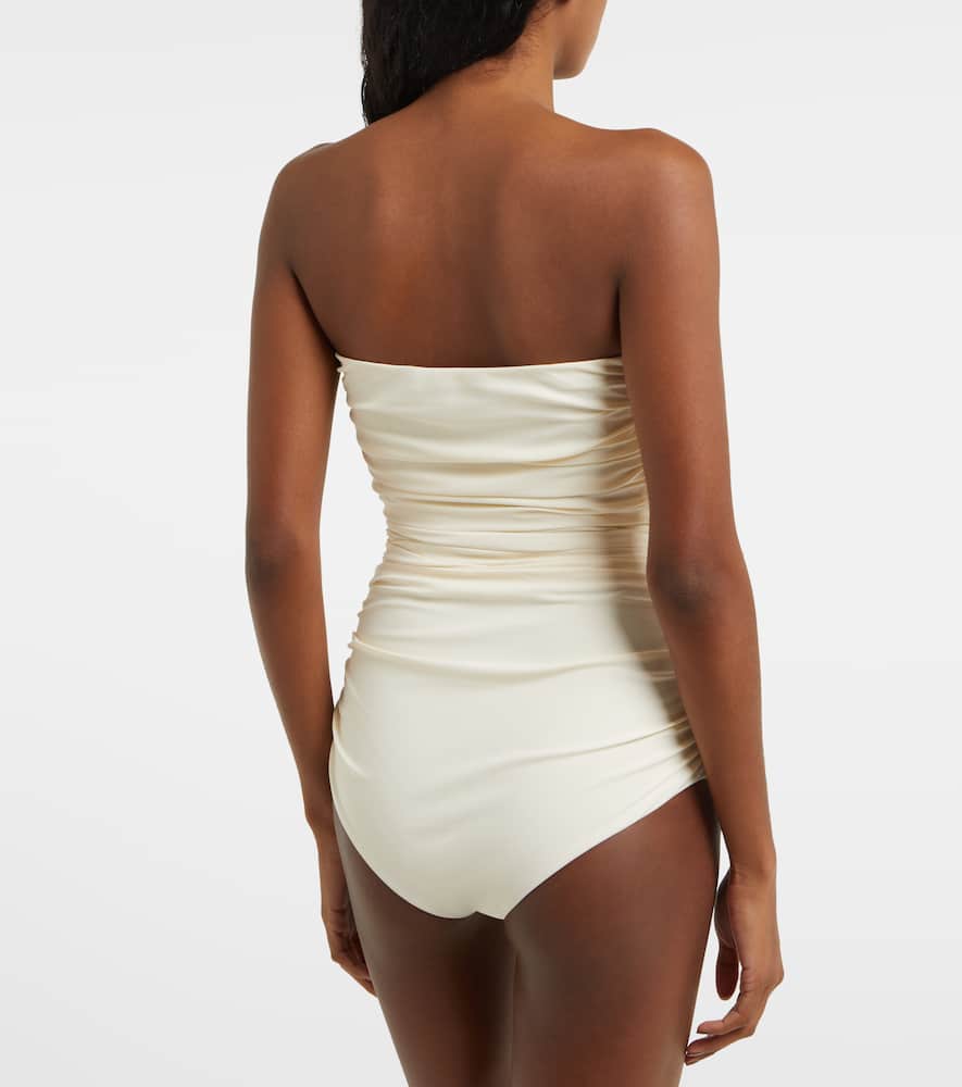 Magda Butrym Rosette Ruched One-piece Swim Suit In White
