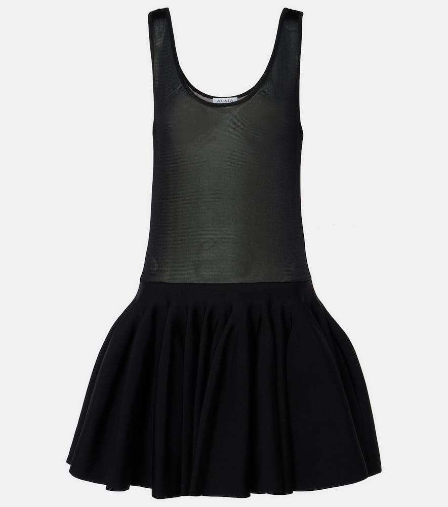Alaïa Knitted Minidress In Noir Alaia