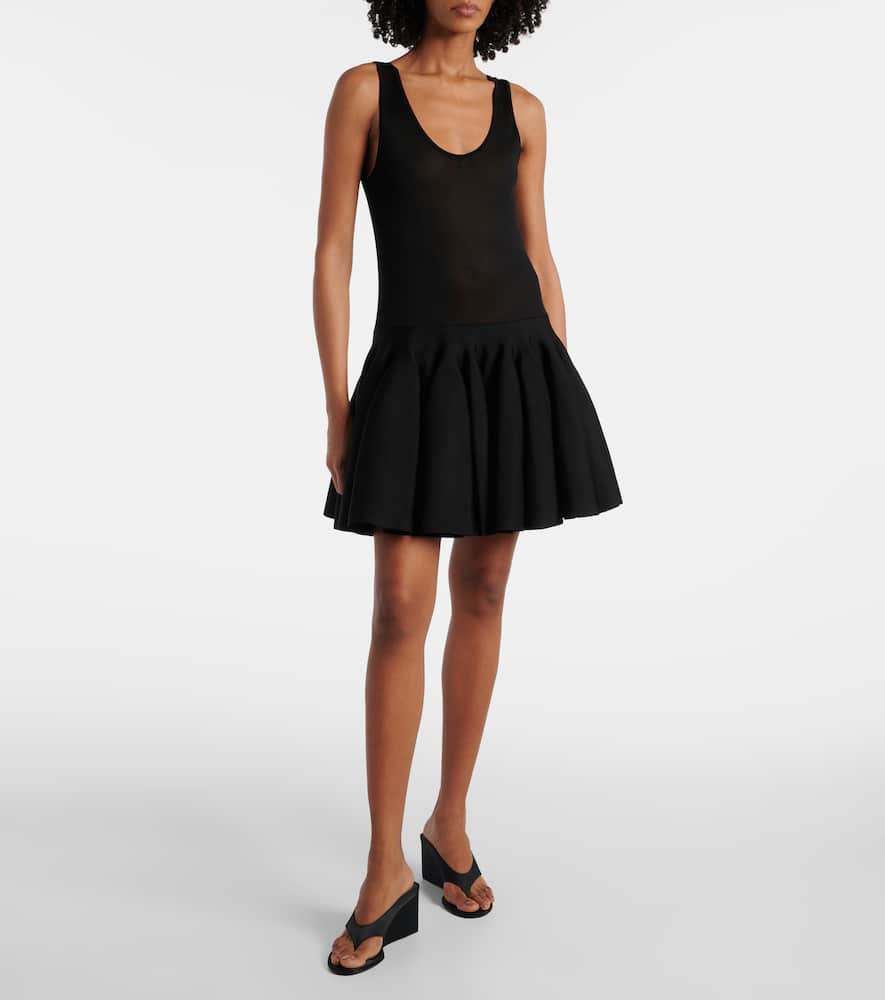 Alaïa Knitted Minidress In Noir Alaia