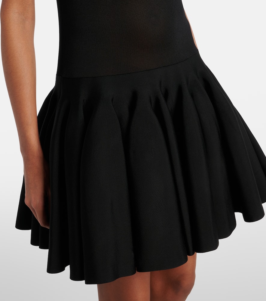 Alaïa Knitted Minidress In Noir Alaia