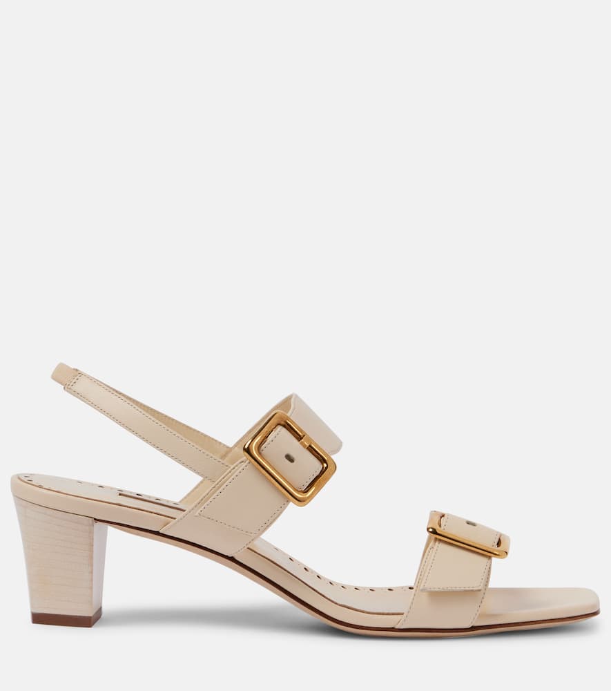 Manolo Blahnik Thalitsli 50 Leather Slingback Sandals