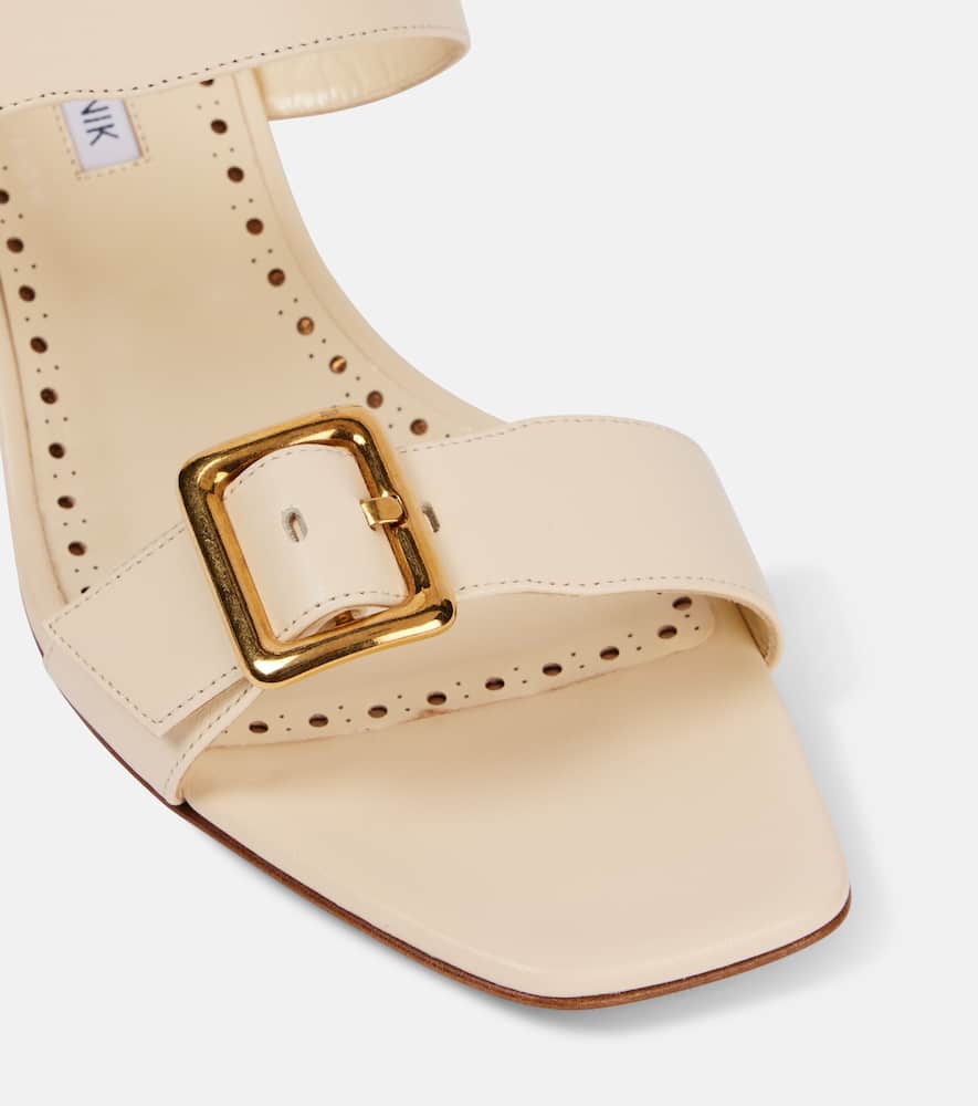 Manolo Blahnik Thalitsli 50 Leather Slingback Sandals