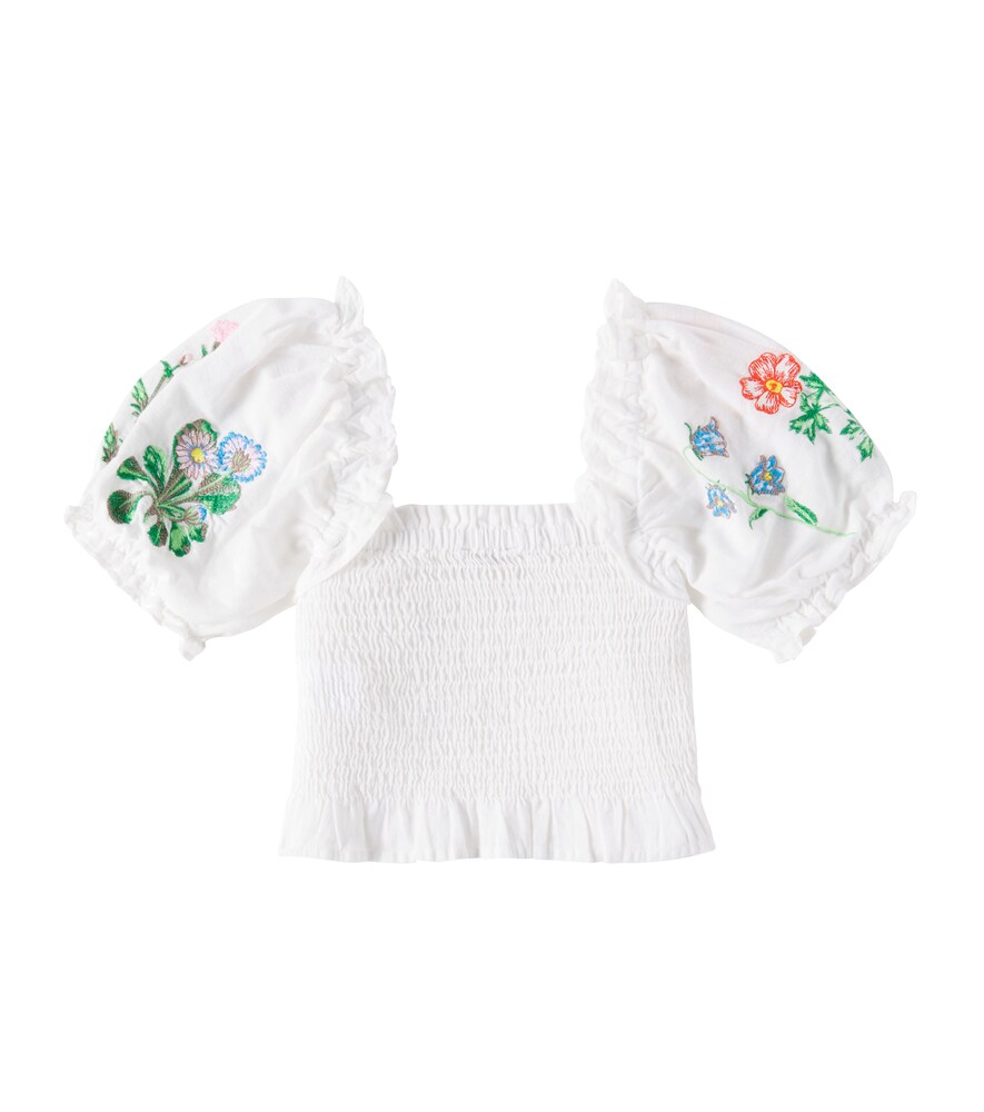  Stella Mccartney Kids Stella Mccartney Kids Besticktes Top Aus Leinen Und Baumwolle 