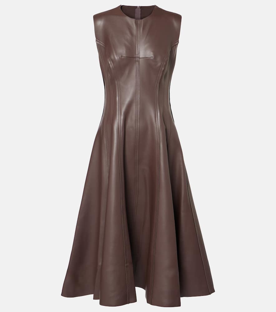 Grace faux leather bustier midi dress
