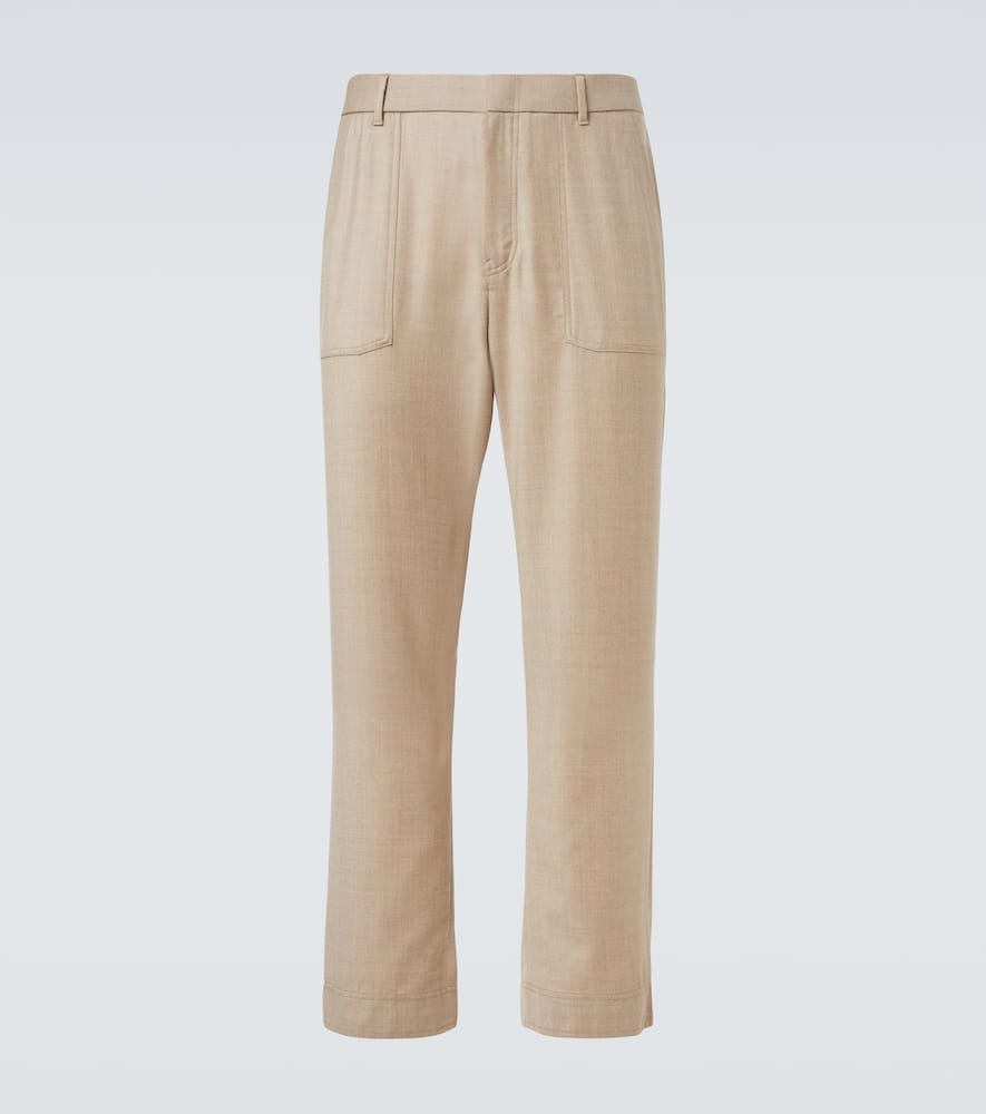 Brioni Wool Straight Pants In Brown