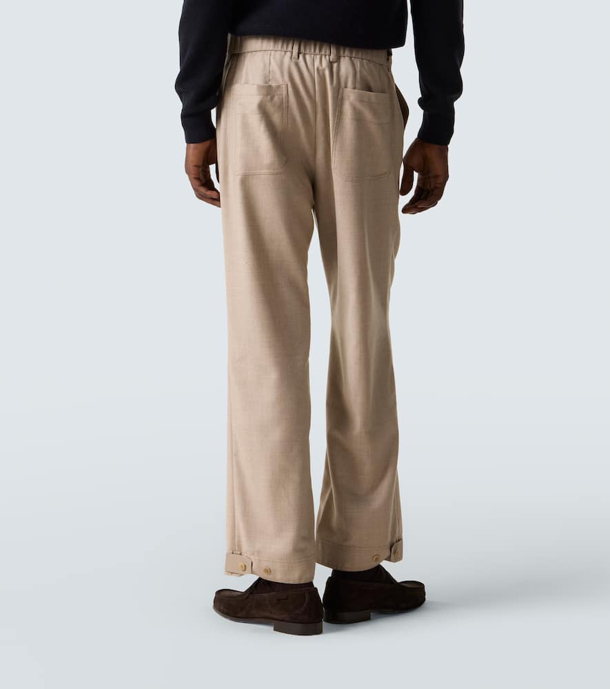 Brioni Wool Straight Pants In Brown