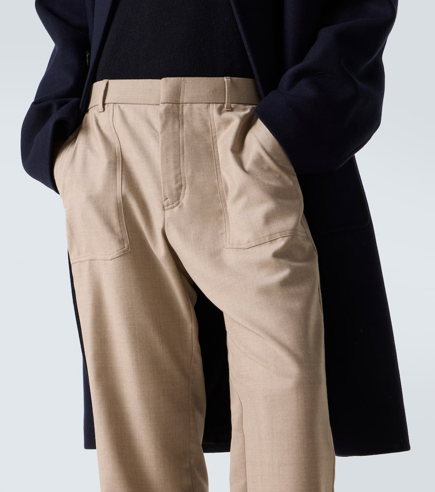 Brioni Wool Straight Pants In Brown