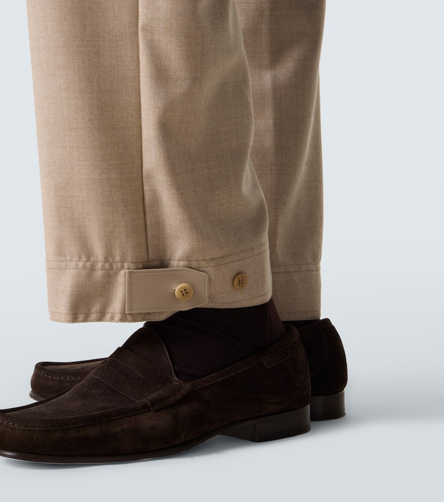 Brioni Wool Straight Pants In Brown
