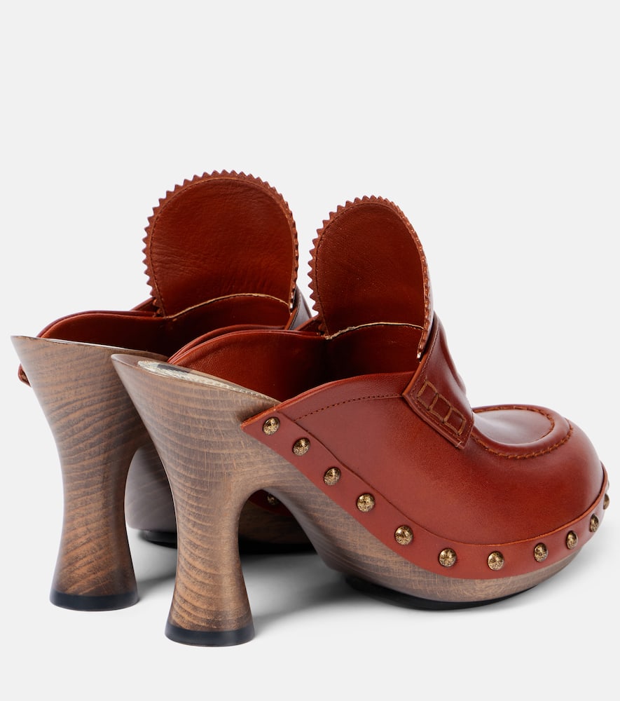 Burberry 75 Leather Mules In Brown