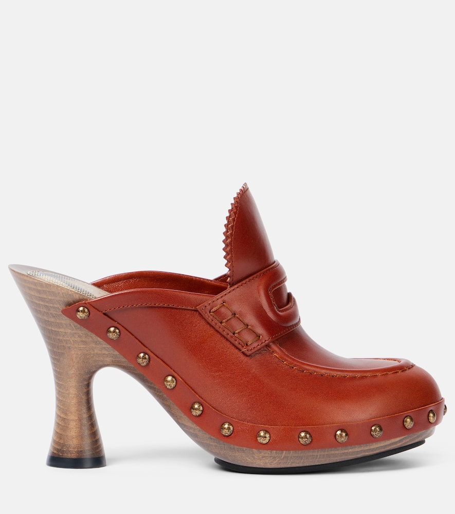 Burberry 75 Leather Mules In Brown