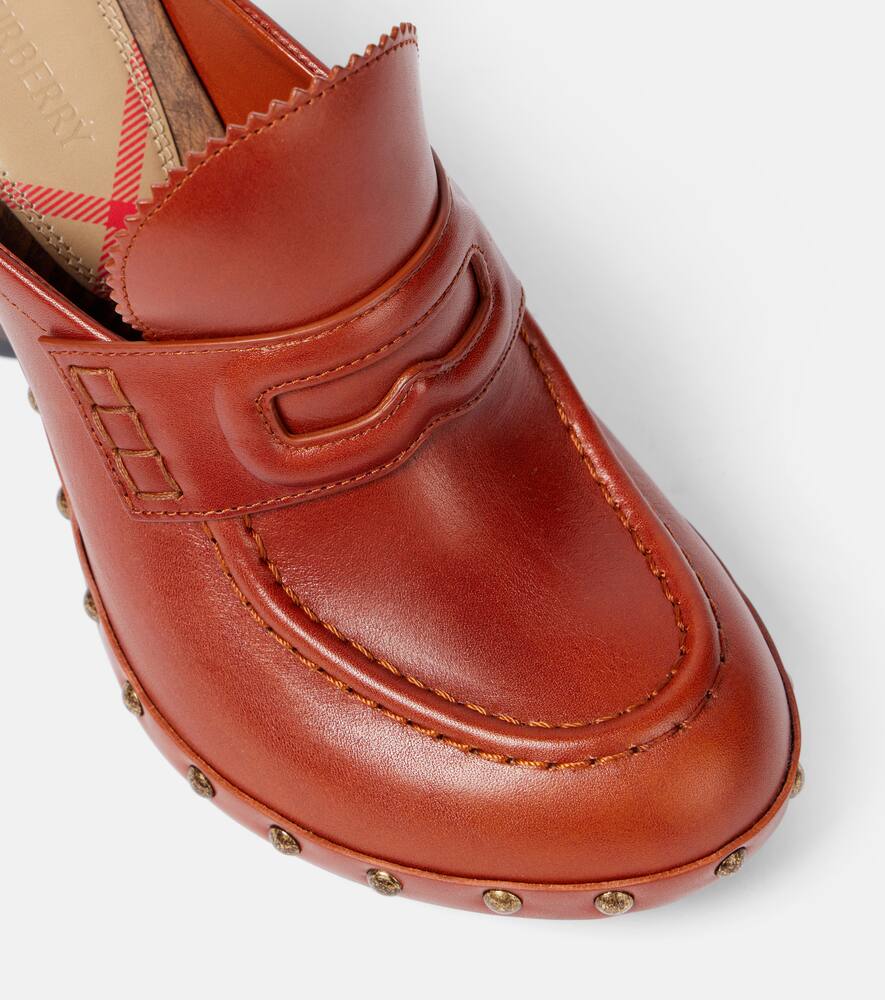 Burberry 75 Leather Mules In Brown