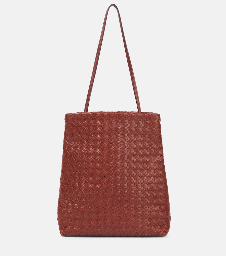 The Row Lilou Woven Shoulder Bag In Vintage Leather In Brown