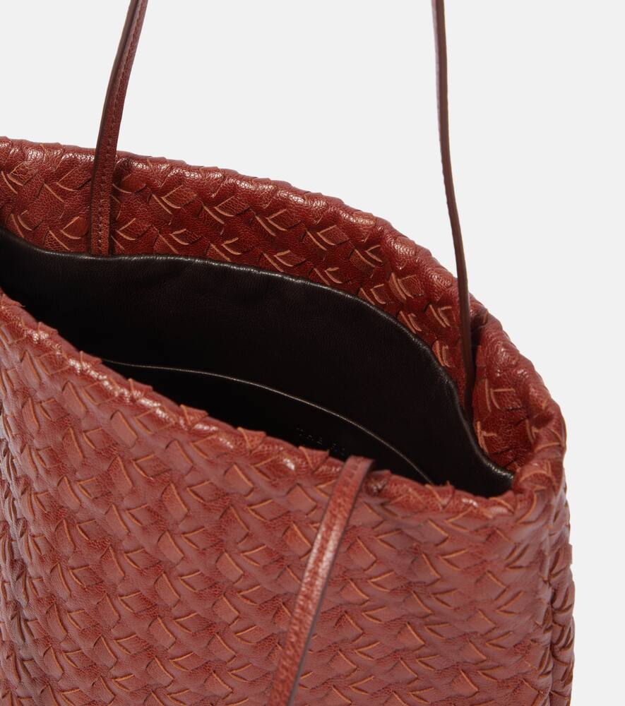 The Row Lilou Woven Shoulder Bag In Vintage Leather In Brown
