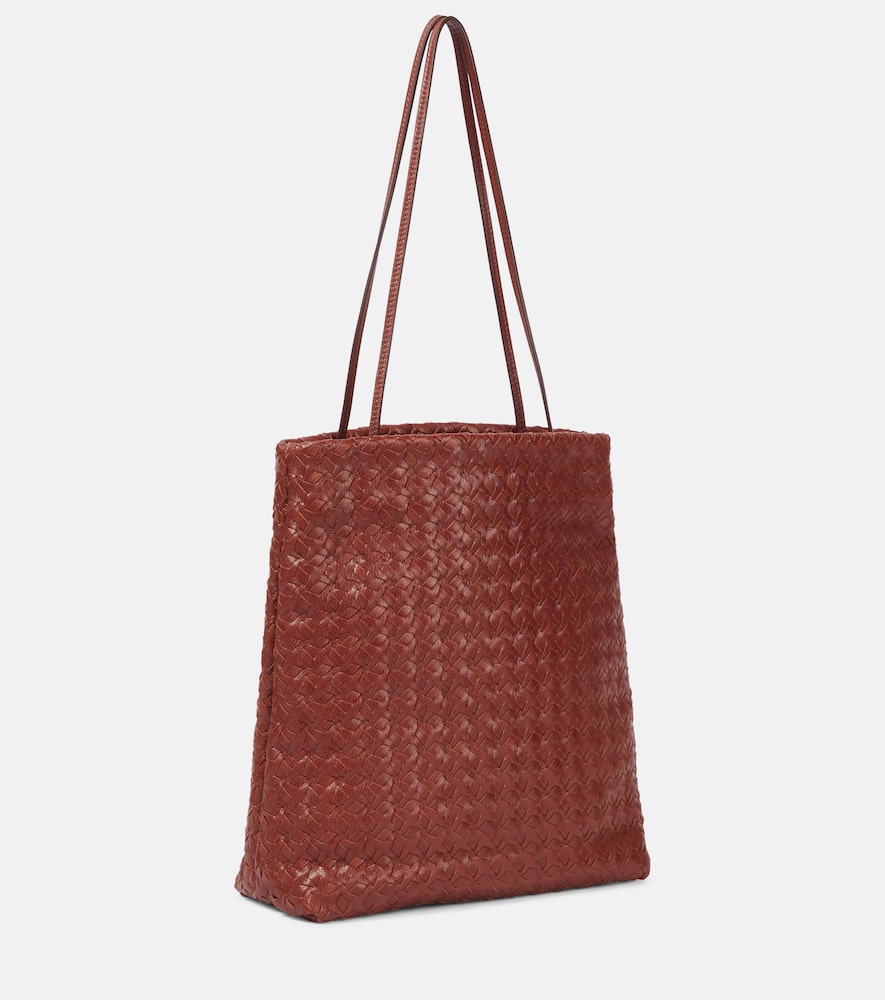 The Row Lilou Woven Shoulder Bag In Vintage Leather In Brown