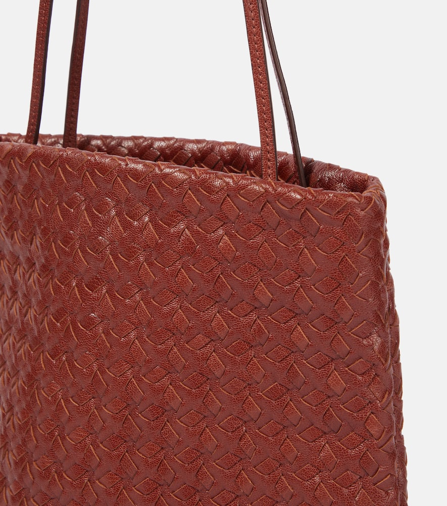 The Row Lilou Woven Shoulder Bag In Vintage Leather In Brown