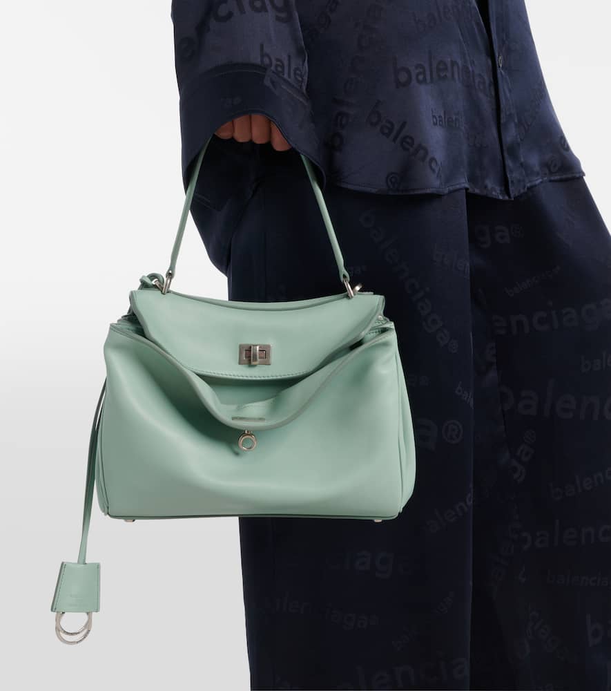 Balenciaga Rodeo Small Calfskin Top-handle Bag In Green