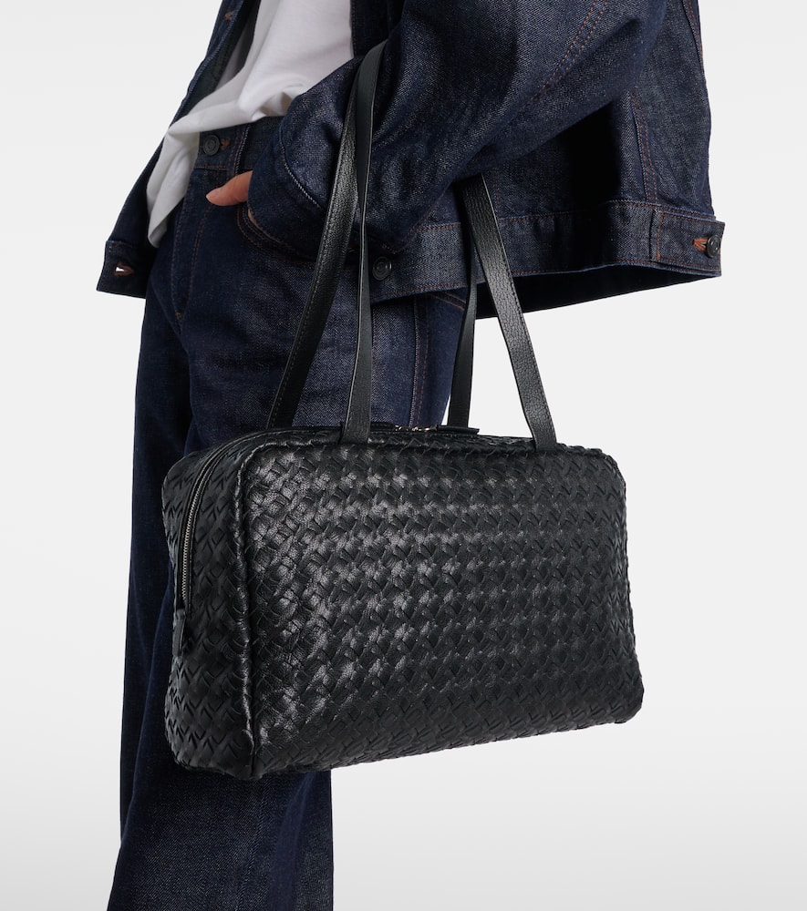 The Row Astra Woven Leather Shoulder Bag In Black