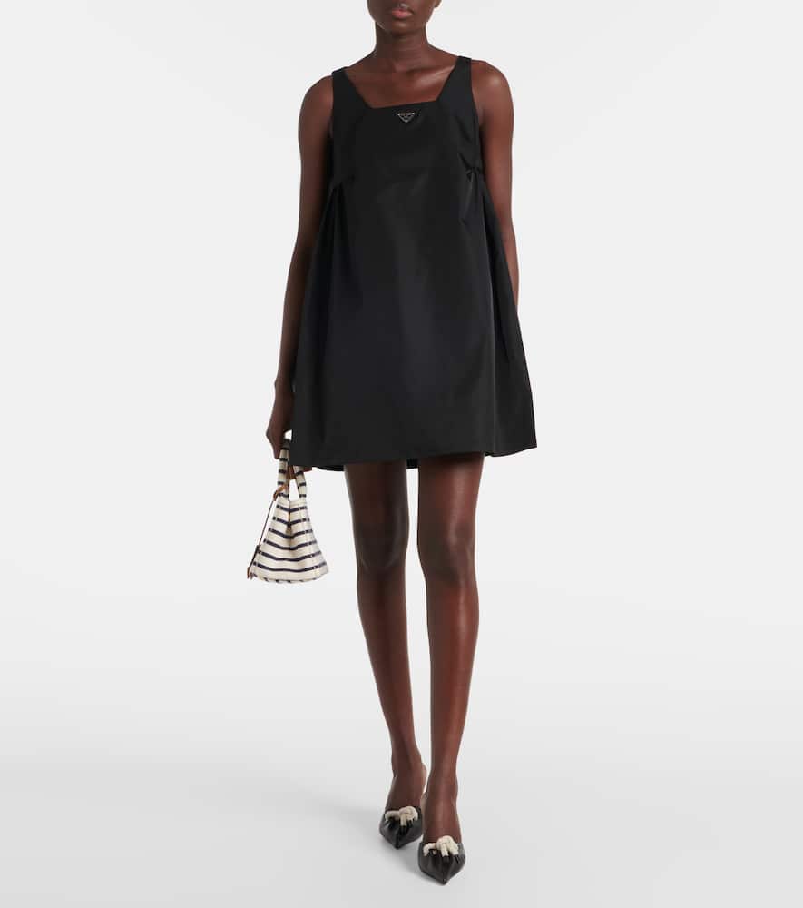 Prada Logo Plaque Sleeveless Mini Dress In Black