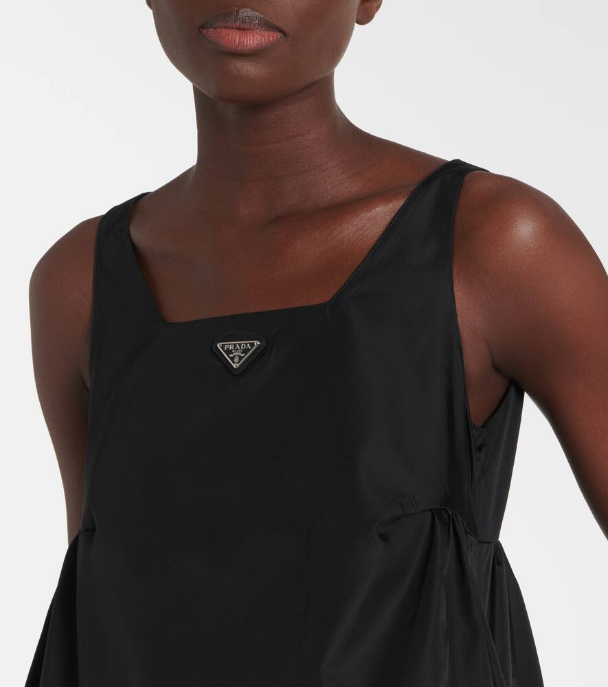 Prada Logo Plaque Sleeveless Mini Dress In Black