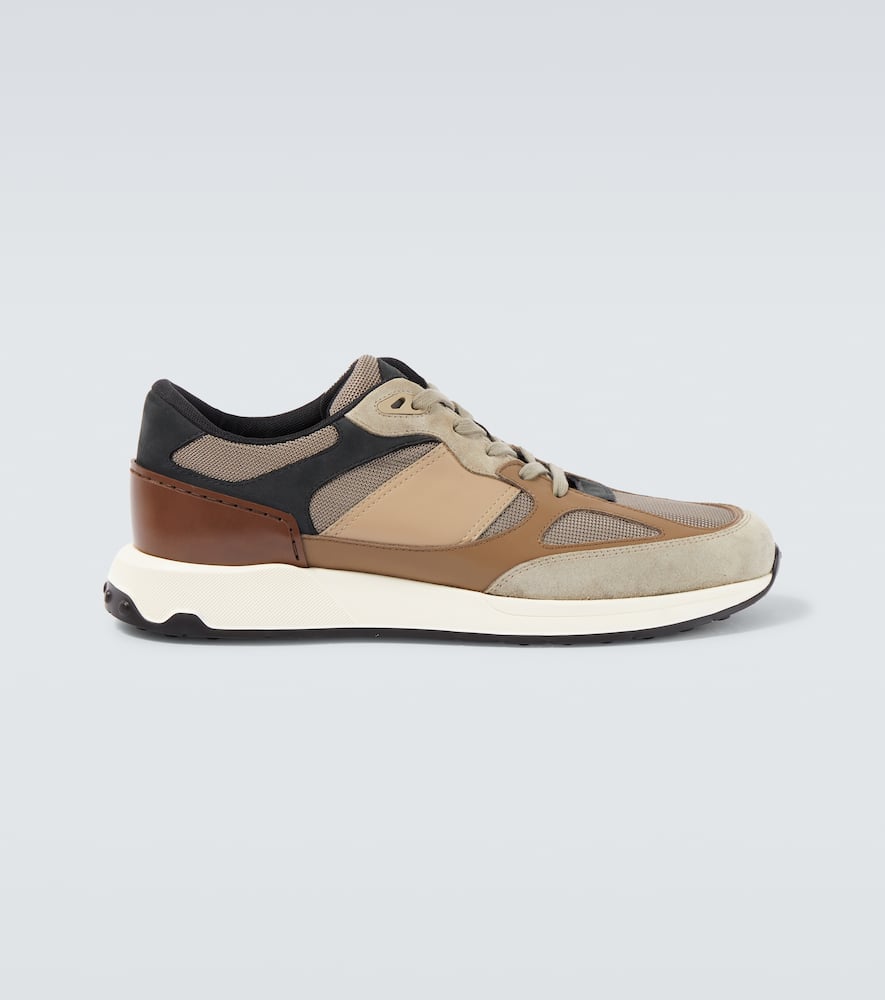 Leather and suede-trimmed sneakers