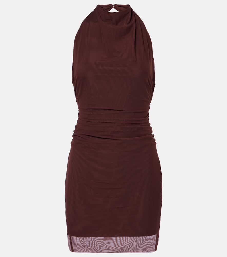 Sir Draped Gathered Jersey Minidress In Burgundy
