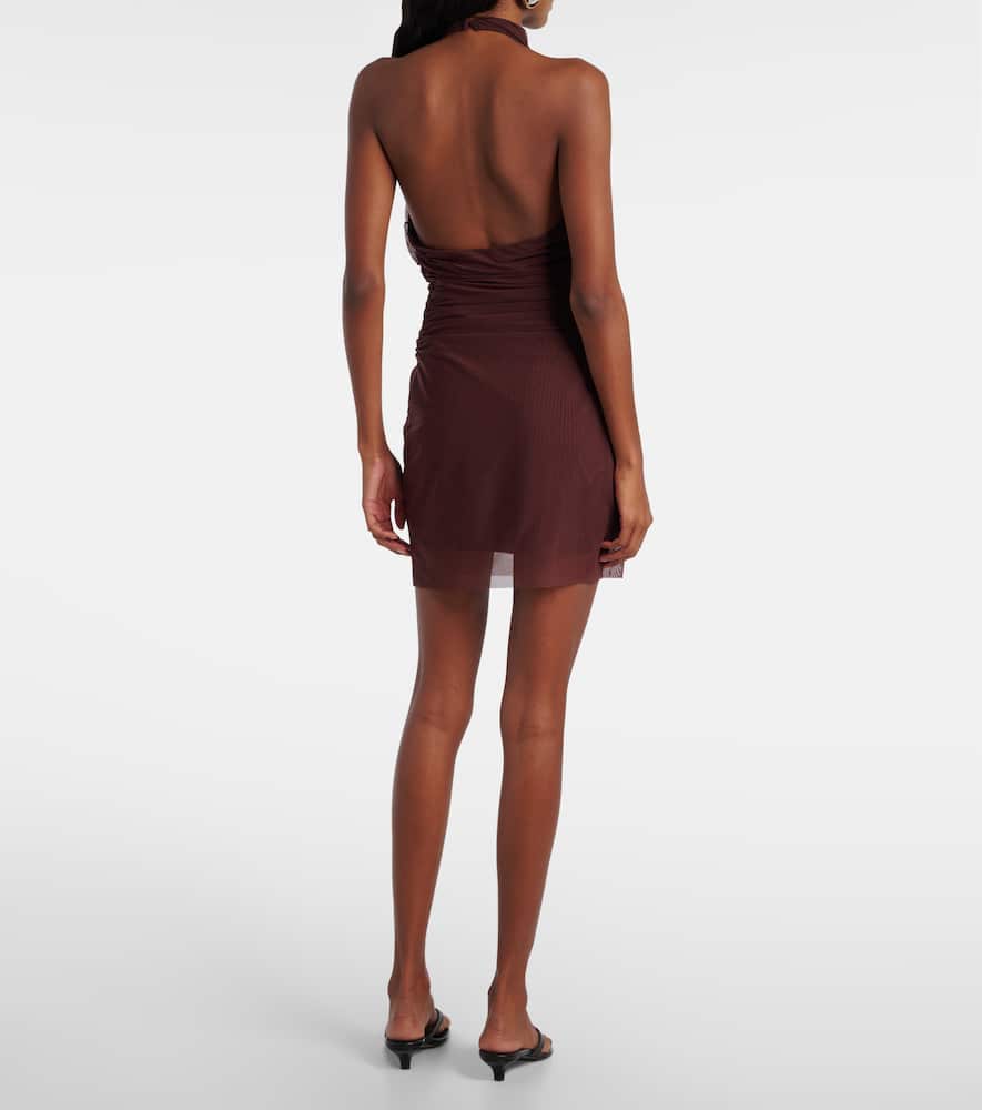 Sir Draped Gathered Jersey Minidress In Burgundy