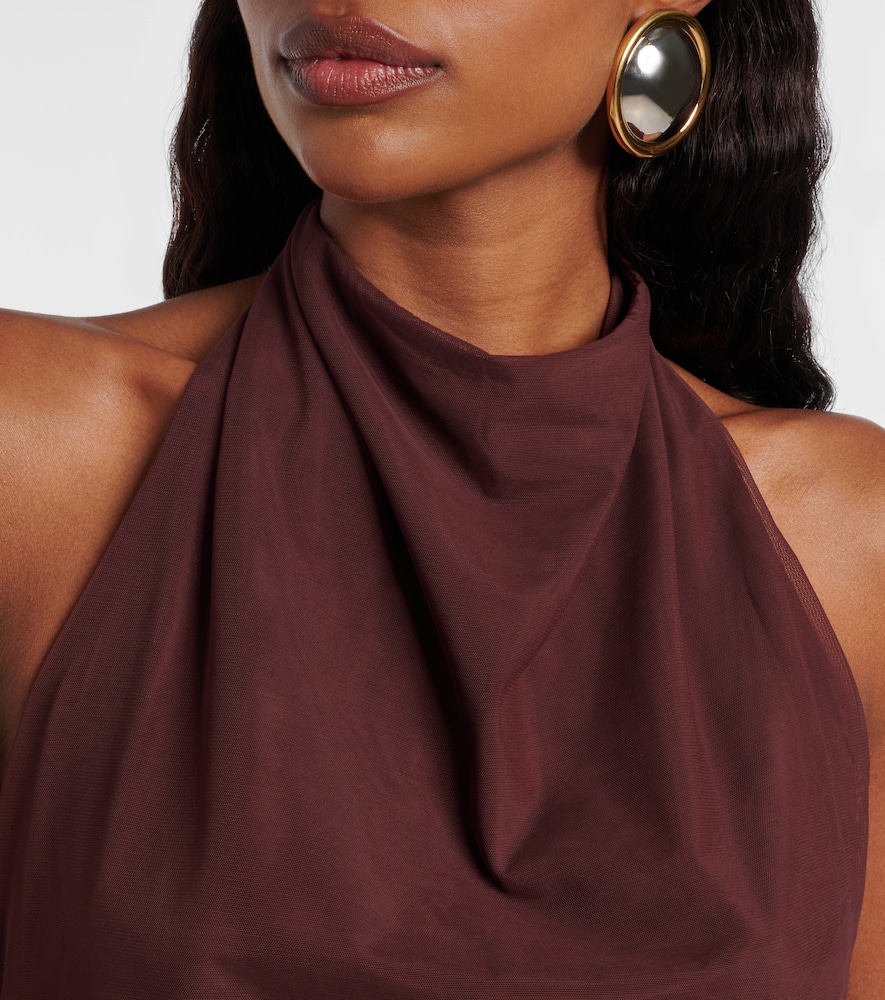 Sir Draped Gathered Jersey Minidress In Burgundy
