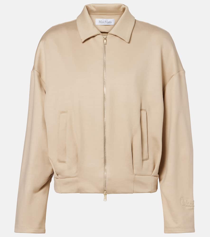 Max Mara Cropped Silk And Cotton Sweatshirt In Brown