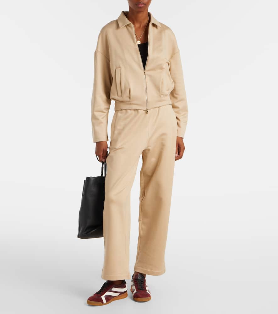 Max Mara Cropped Silk And Cotton Sweatshirt In Brown