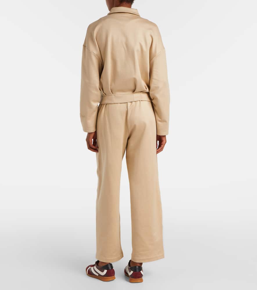 Max Mara Cropped Silk And Cotton Sweatshirt In Brown